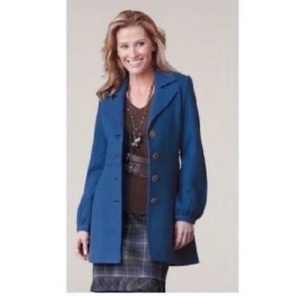 CAbi Aristocrat Coat Felted Merino Wool Blue Light Weight Women’s Sz Small #707 - Picture 1 of 11